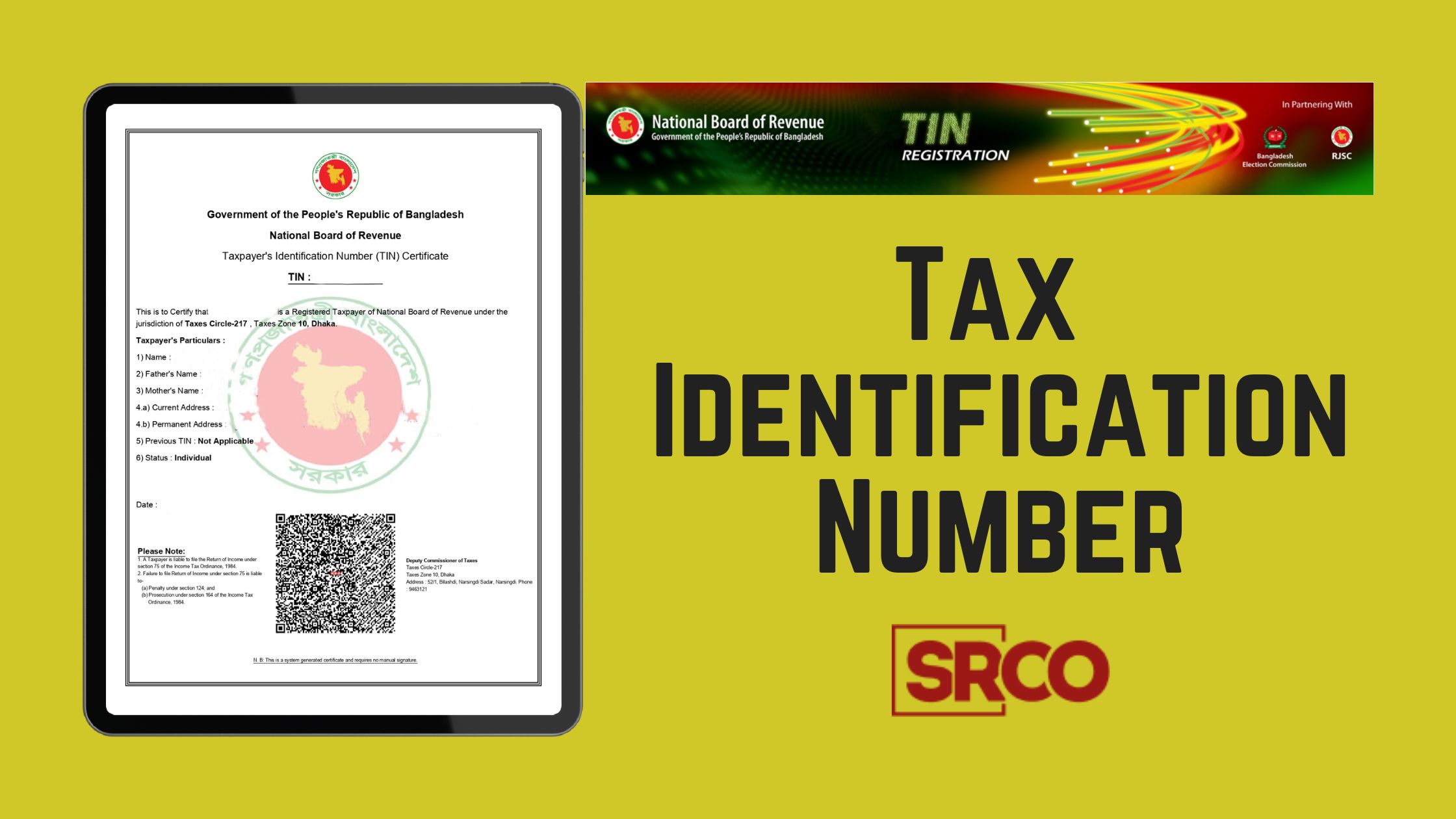 etin, tax identification number, national board of revenue, NBR